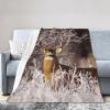 LAMAME White-Tailed Deer Printed Soft Plush Blanket, Four-Season Warm Travel Blanket view 1