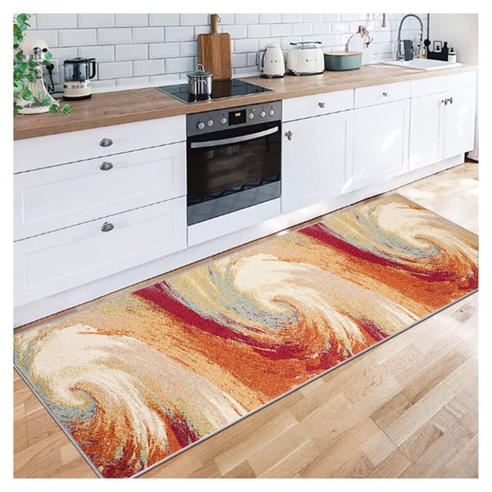 Siunwdiy Brown Modern Runner Rug, 4.8 m, Non-Slip, Washable, 120 x 220 cm