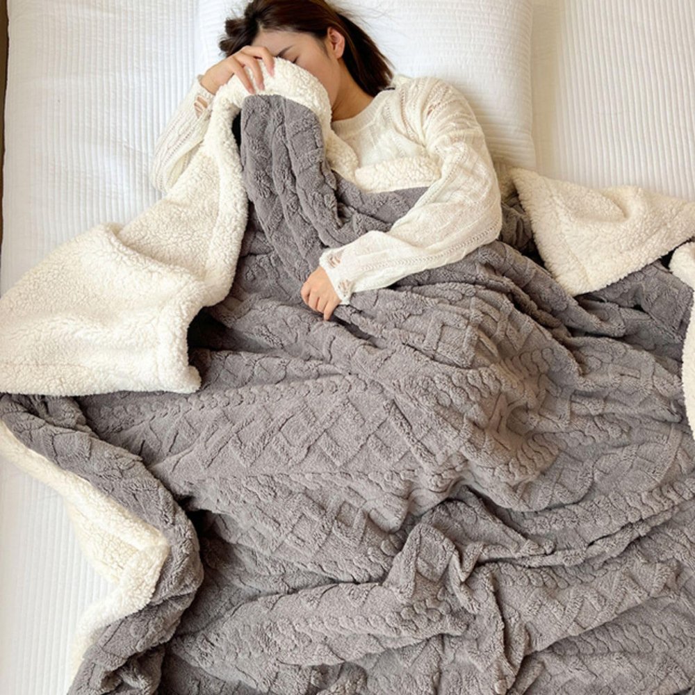 NBKJDSXL Reversible Fleece Sofa Blanket, 180 x 200 cm, Dark Gray