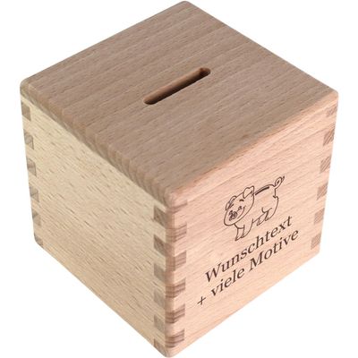 Personalized Wooden Savings Box with Engraving