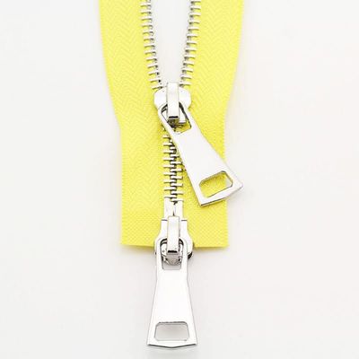 70/90 cm Metal Jacket Zipper, Double Slider Two-Way Zipper, Yellow, 90 cm