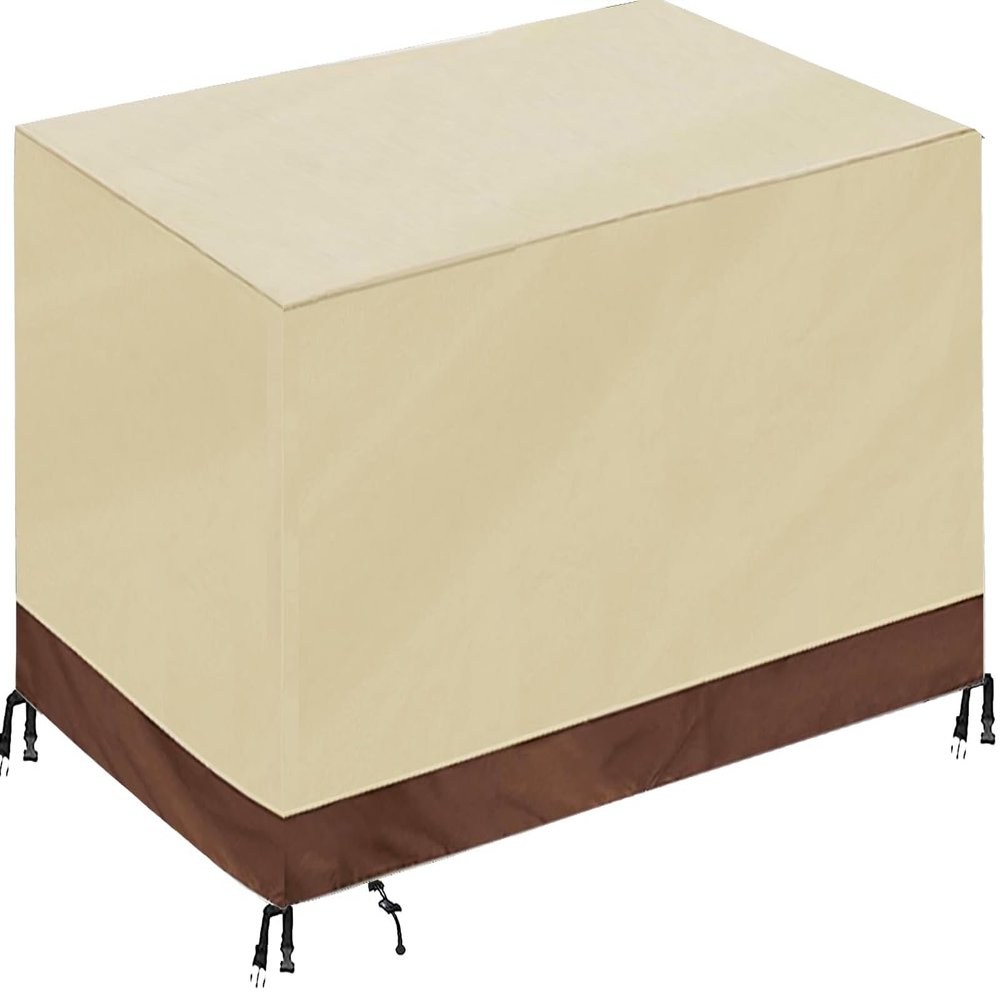 Waterproof, Windproof, Winter-Ready UV-Resistant Garden Furniture Cover, Rectangular 420D Oxford Fabric, Beige/Brown, 190 x 140 x 80 cm
