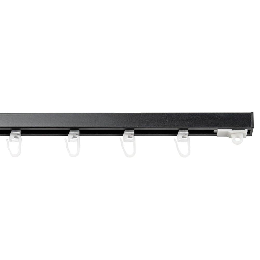 Garesa Profile 160 Single-Track Curtain Rail, Black Aluminum, 180 cm