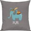 Kleckerliese Pillow Cover 40 x 40 cm, Elephant “Big Bro” Motif, Gray view 1