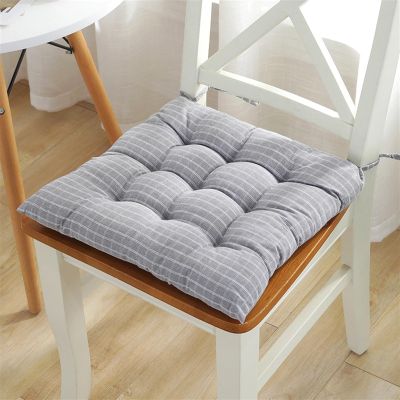 JKUHA Dining Chair Cushion with Ties, Thickened Seat Cushion, Meditation Floor Cushion for Kitchen and Living Room (Gray, 15.7 in)