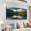 Landscape Canvas Wall Art with Forest, Lake and Boat, 50.8 x 101.6 cm view 1