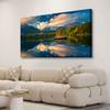 Landscape Canvas Wall Art with Forest, Lake and Boat, 50.8 x 101.6 cm view 2
