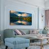 Landscape Canvas Wall Art with Forest, Lake and Boat, 50.8 x 101.6 cm view 4