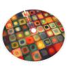 Abstract Squares Print Christmas Tree Skirt with Pom-Pom Trim, Soft Plush, 36 in view 2