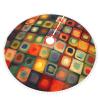 Abstract Squares Print Christmas Tree Skirt with Pom-Pom Trim, Soft Plush, 36 in view 3