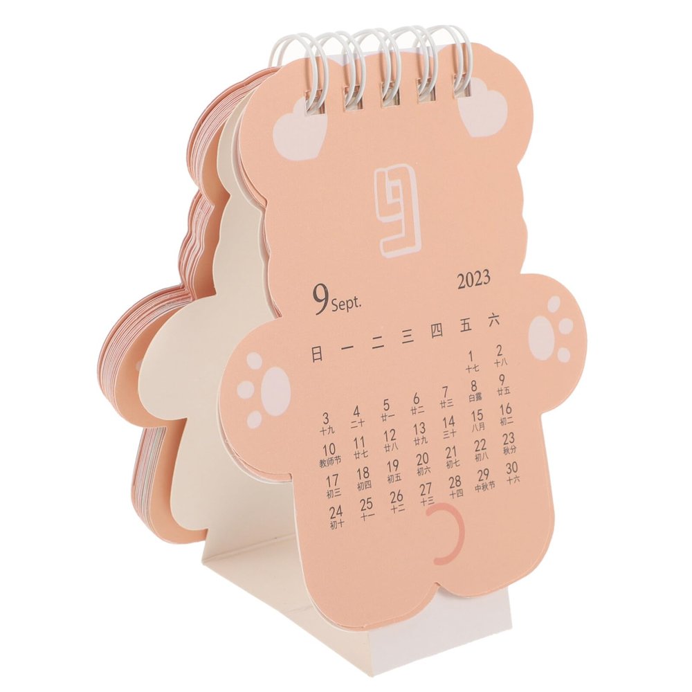PRETYZOOM Mini Desktop Calendar, Freestanding Monthly Calendar with Cartoon Designs