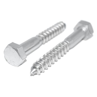 Hex-Head Wood Screws 12 x 200 mm, 4 pcs, A2/V2A Stainless Steel, DIN 571