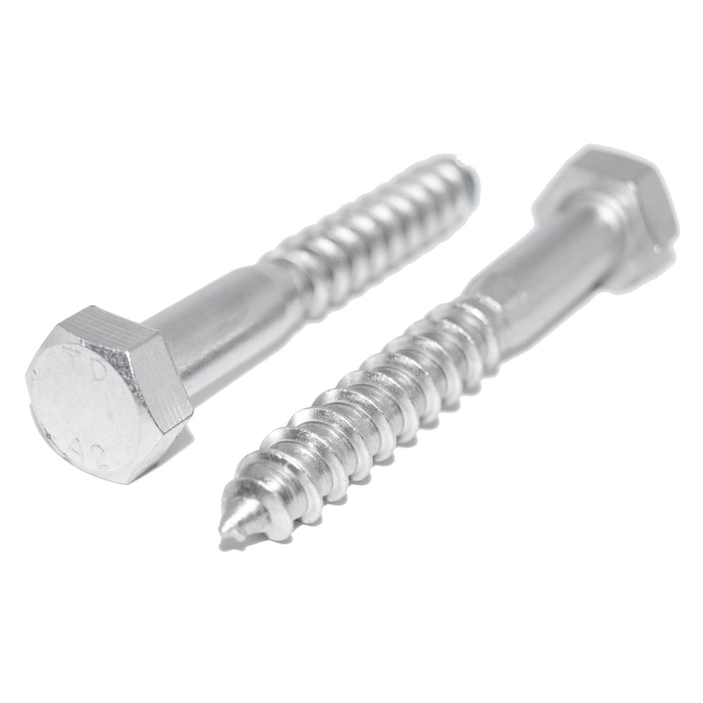 Hex-Head Wood Screws 12 x 200 mm, 4 pcs, A2/V2A Stainless Steel, DIN 571