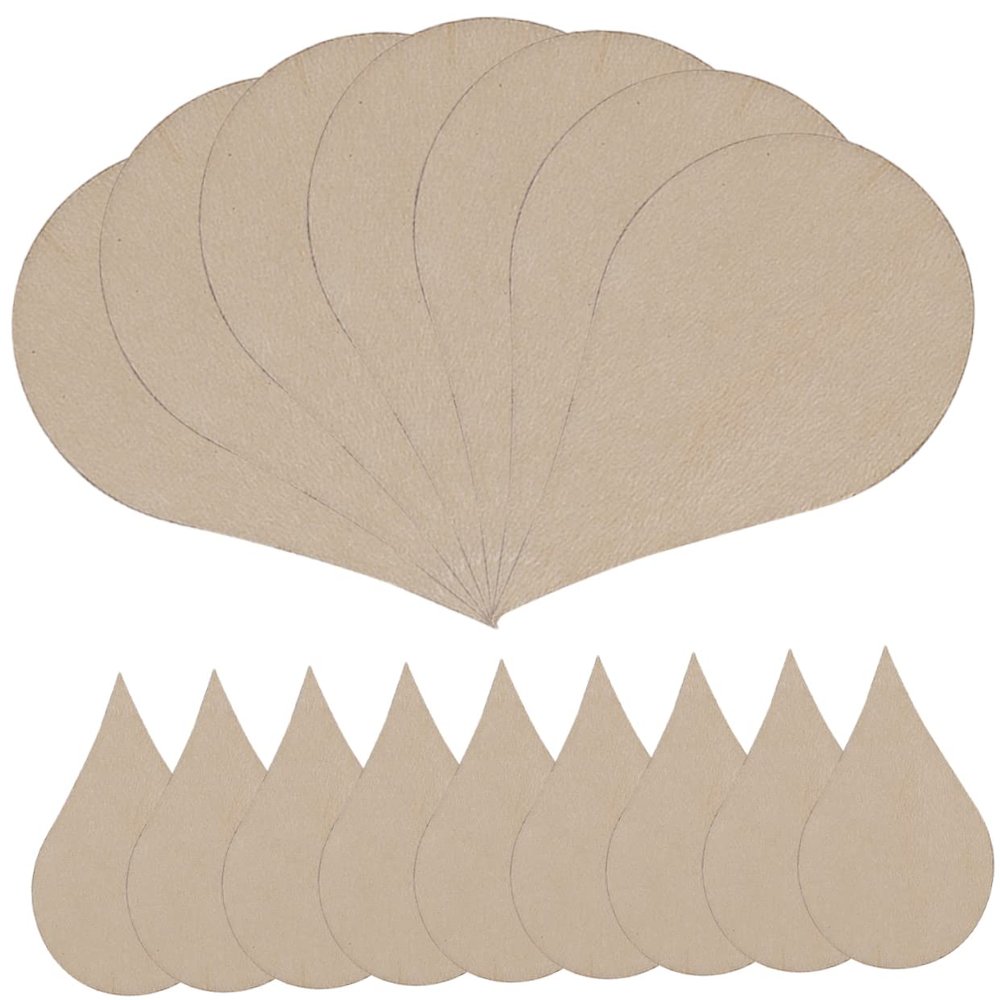 EXCEART 200-Piece Water Drop Wooden Shapes, Unfinished Wood Pieces for DIY Crafts and Decoration