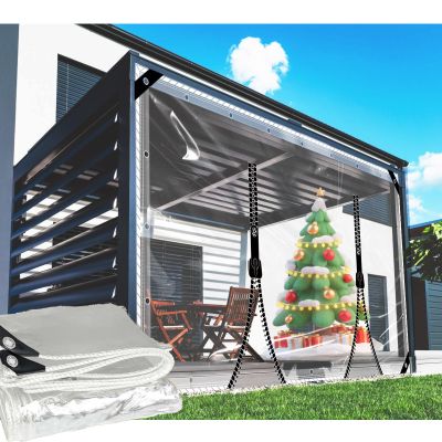 3.9 x 4.2 m Transparent 0.35 mm PVC Tarp with 2 Zippers
