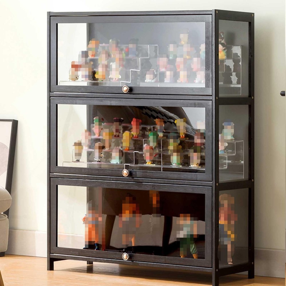 YUGXTH Acrylic Display Cabinet, Transparent on Three Sides, Flip-Open Door, 60 cm