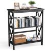 COSTWAY Wooden Console Table, Modern 3-Tier Hallway Table, 79 x 32 x 86 cm, Dark Black view 1