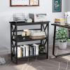 COSTWAY Wooden Console Table, Modern 3-Tier Hallway Table, 79 x 32 x 86 cm, Dark Black view 2