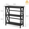 COSTWAY Wooden Console Table, Modern 3-Tier Hallway Table, 79 x 32 x 86 cm, Dark Black view 3