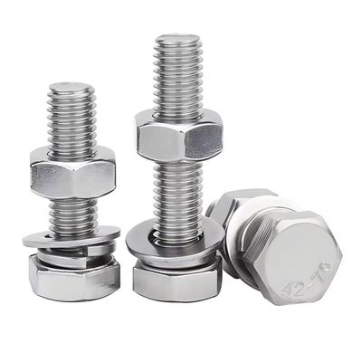 SYDARSYN Stainless Steel Screw and Nut Set, Fully Threaded Hex Bolts M16 x 65 mm with Hex Nuts, Flat Washers and Spring Washers, 1 Piece