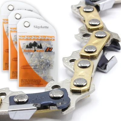 3x Semi-Chisel Saw Chain, 30 cm, 3/8", 44 Drive Links, 1.1 mm, for Stihl MS 162