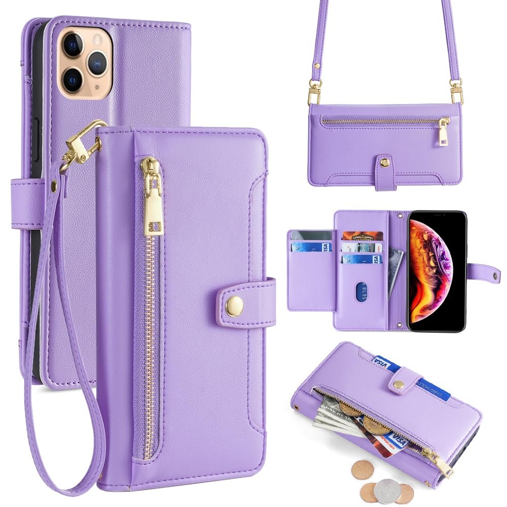 Arseaiy Samsung Galaxy M53 5G Flip Wallet Case with Shoulder Strap