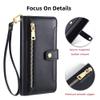 Arseaiy Protective Case for Samsung Galaxy A01 EUR with Crossbody Strap, Magnetic Folio, Zipper Pocket, Stand, Black view 3