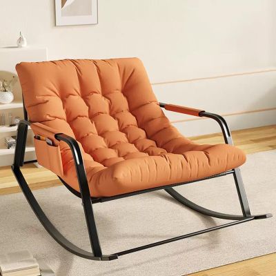Double-Padded Bedroom Rocking Chair with Armrests and Side Pockets