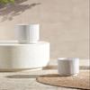 Daria Round Cream-White Clay and Fiberglass Planter, 30 cm, Ribbed view 2