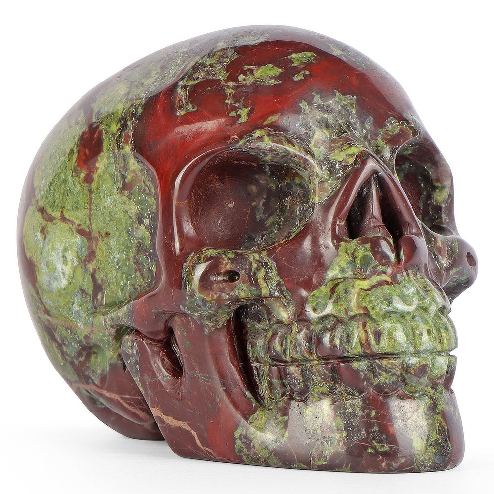 LEADGEM 3-Inch Dragon Bloodstone Crystal Skull Figurine