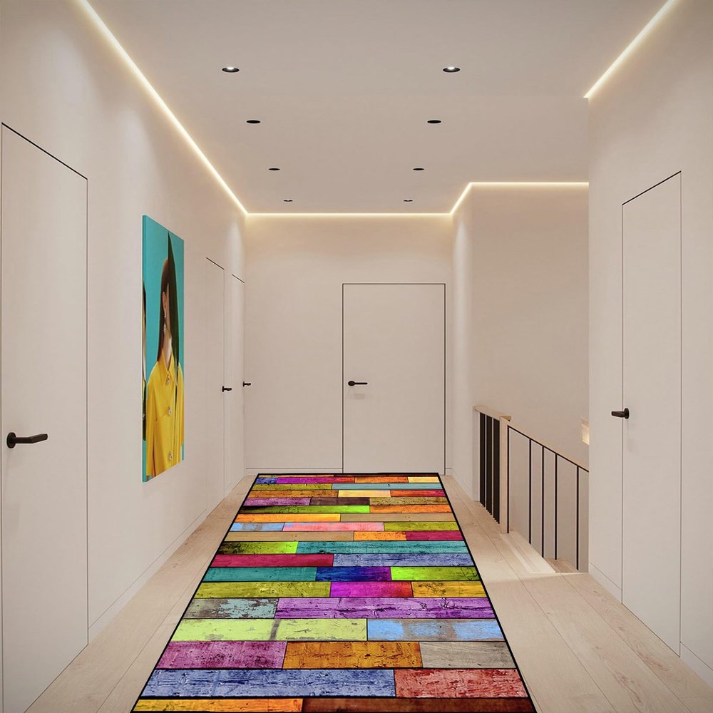 AMZYU Outdoor Runner Rug 50 x 180 cm, Modern Design, Soft and Washable