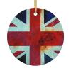 Vintage Union Jack British Flag Round Ceramic Christmas Tree Ornament view 1