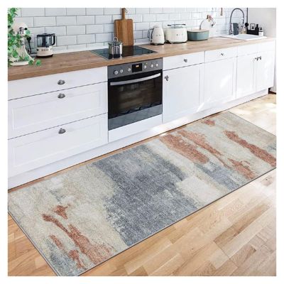 Siunwdiy Abstract Kitchen Runner Rug, 40 x 200 cm, Gray Beige Brown