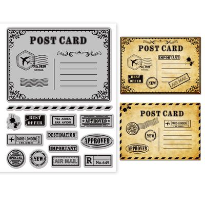 GLOBLELAND Vintage Postcard Clear Stamps, 8.7" x 7"