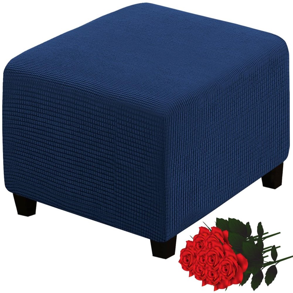 Yekuhe Stretch Ottoman Cover, Square, 60x60/80x80/50x50/45x50 cm, Soft, Washable (#18, 80x80 cm)