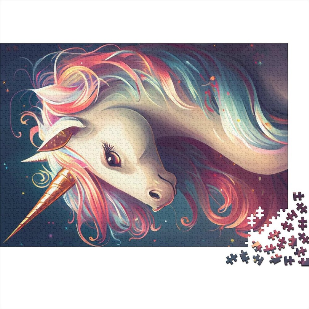 Puzzle for Adults, 1,000 Pieces, Wooden Unicorn Puzzle, Cute Artwork, Unique Birthday Gift (75 x 50 cm)