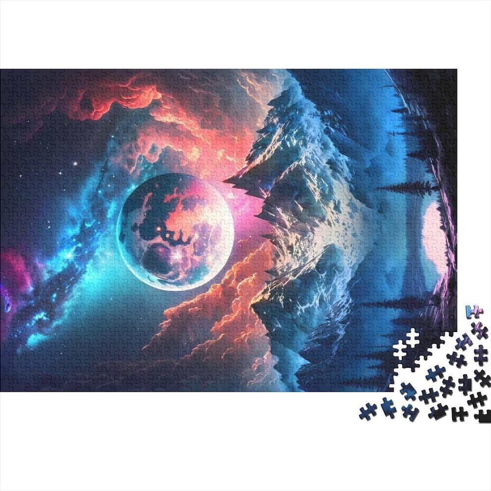 1000-Piece Puzzle for Adults, Mountain of the Cosmos Puzzle, Rectangular Creative Wooden Puzzle (75 x 50 cm)