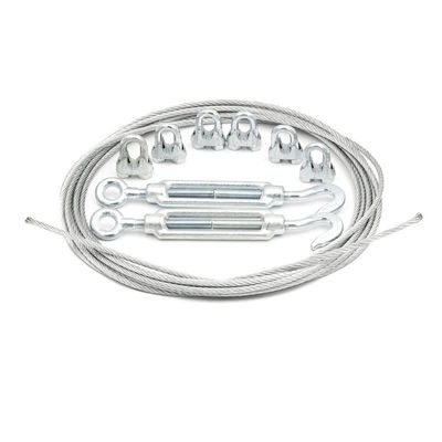 ALFA LOGISTIK 8 mm Steel Wire Rope, 25 m Set with 6 Clamps and 2 Turnbuckles