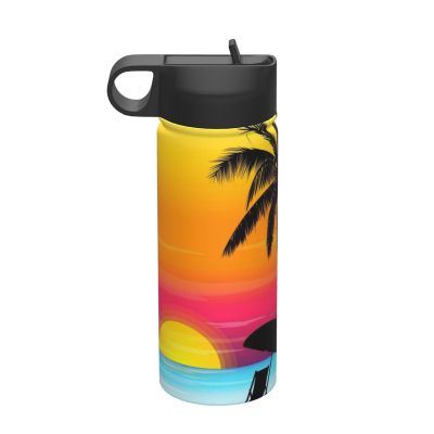 LAMAME Sunset Palm Tree Printed Insulated Water Bottle