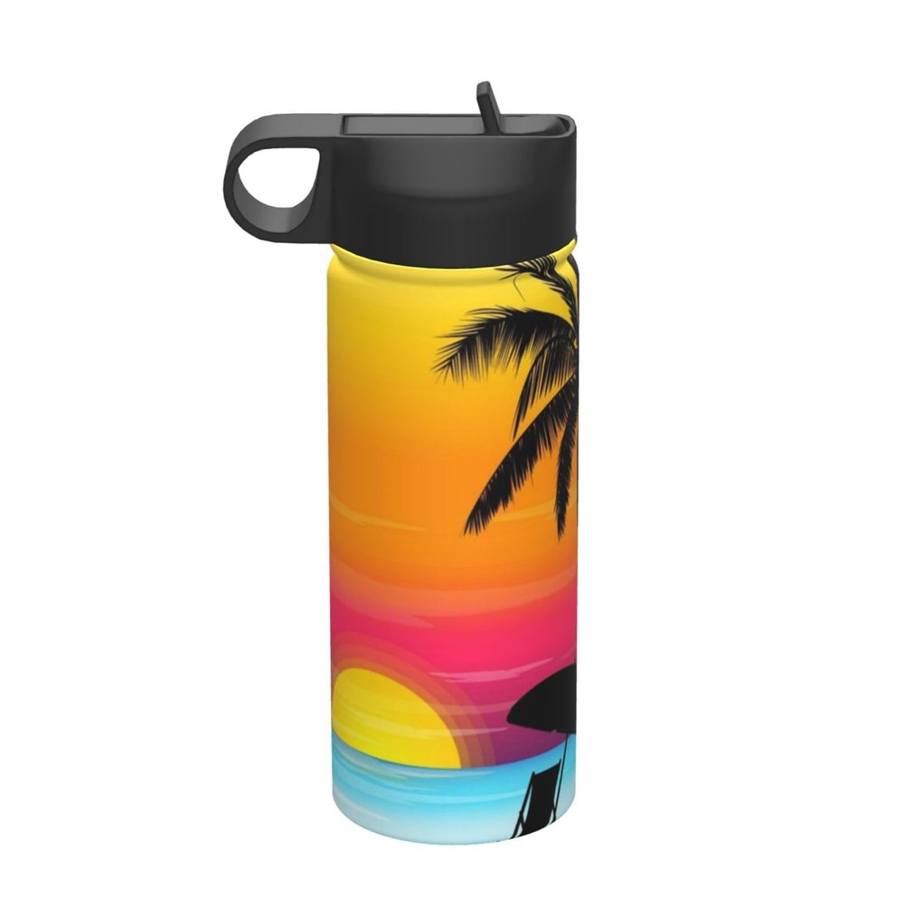 LAMAME Sunset Palm Tree Printed Insulated Water Bottle
