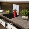 SMTDeco Stovetop Cover 40×52 cm, More Counter Space, Splash Guard & Cutting Board, Tempered Glass, Scratch-Resistant, for Induction/Ceramic Cooktops, 1-Piece, Spices and Plates White Design view 3