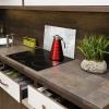 SMTDeco Stove Cover 52 x 40 cm, Extra Work Surface, Splash Guard & Cutting Board, Tempered Glass, Scratch-Resistant, for Induction/Ceramic Cooktops, 1-Piece, Concrete Wall Gray view 3