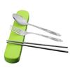 BESTonZON 3-Piece Stainless Steel Cutlery Set with Portable Storage Box, Spoon and Chopsticks for Camping, Travel, and Office view 1