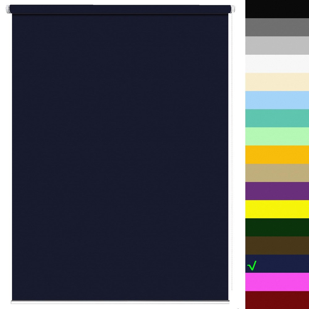 Blackout Thermal Roller Blind 35 x 150 cm, Blue, Wall-Mounted