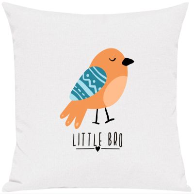 Kleckerliese Cushion with Insert, 40 x 40 cm Cover, Little Bro Sparrow Design, White
