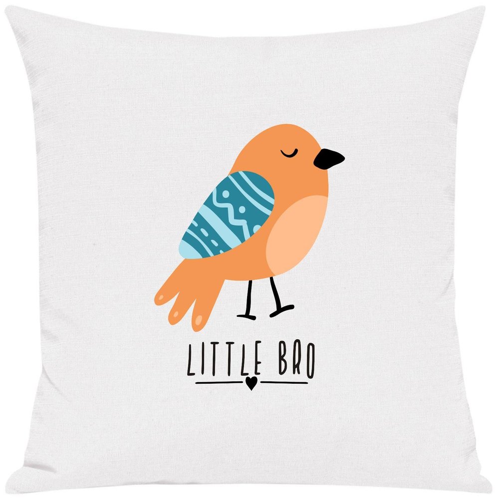 Kleckerliese Cushion with Insert, 40 x 40 cm Cover, Little Bro Sparrow Design, White