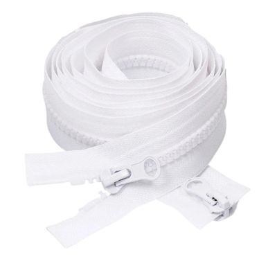 Plastic Resin Zipper, White, Open-End, #5, 100 cm, Double Slider
