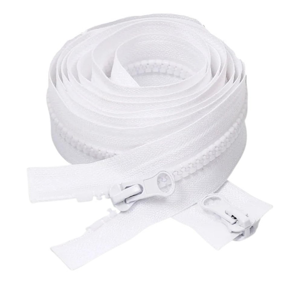 Plastic Resin Zipper, White, Open-End, #5, 100 cm, Double Slider