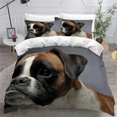 MEVASA Boxer Dog 3-Piece Microfiber Duvet Cover Set, 200 x 200 cm