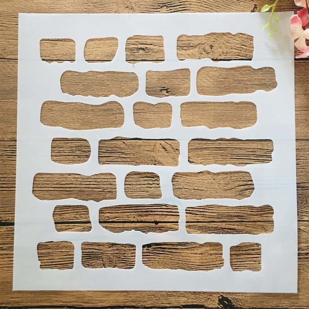Reusable Painting Stencils, 30 x 30 cm, Brick Wall, DIY Layering Stencils for Wood, Canvas, Fabric, Walls and Furniture